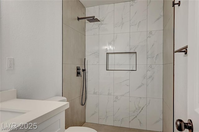 8412 Mulcahy Ave, Las Vegas, NV 89145 - full bathroom with vanity, tiled shower, and toilet