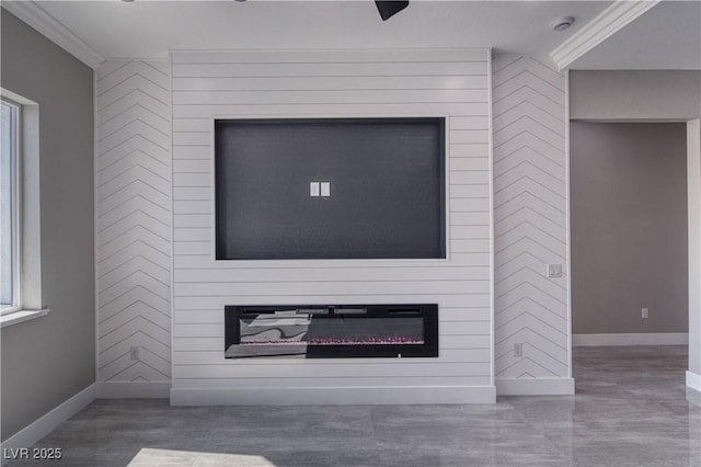 2650 Underbrush Ave, Pahrump, NV 89048 - detailed view of ornamental molding, a glass covered fireplace, and a smoke detector
