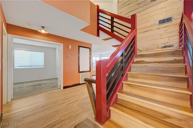 7528 Golden Yucca Dr, Las Vegas, NV 89147 - stairs featuring wood finished floors and wooden walls