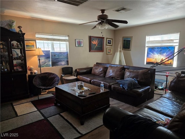 7108 Moon Ct, Las Vegas, NV 89145 - living area with ceiling fan and wood finished floors