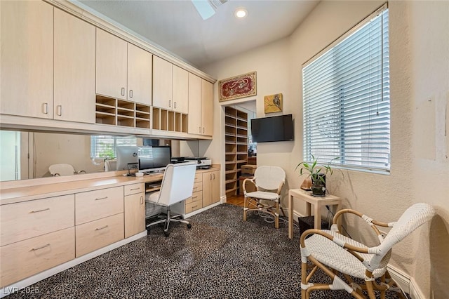 1609 Hidden Spring Dr, Las Vegas, NV 89117 - office area with built in desk, healthy amount of natural light, and recessed lighting