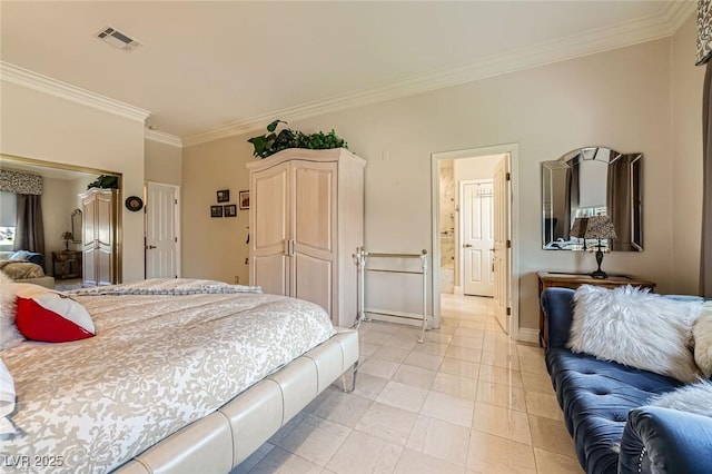 1609 Hidden Spring Dr, Las Vegas, NV 89117 - bedroom featuring crown molding, baseboards, and light tile patterned floors