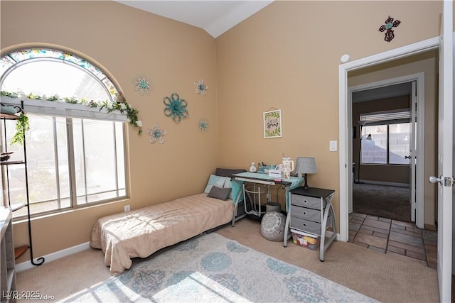 3913 Lilac Haze St, Las Vegas, NV 89147 - bedroom featuring carpet flooring, lofted ceiling, and baseboards