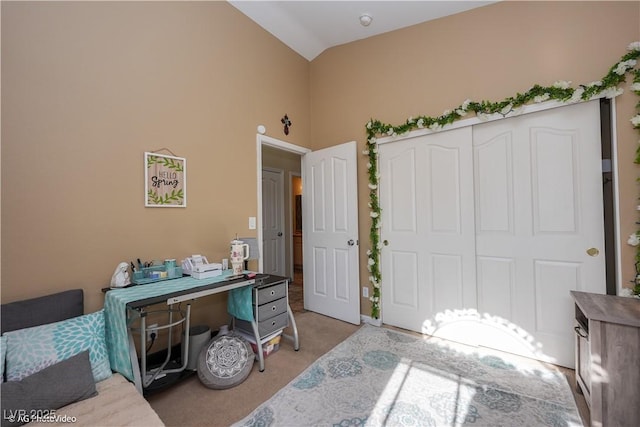 3913 Lilac Haze St, Las Vegas, NV 89147 - home office featuring light carpet and high vaulted ceiling