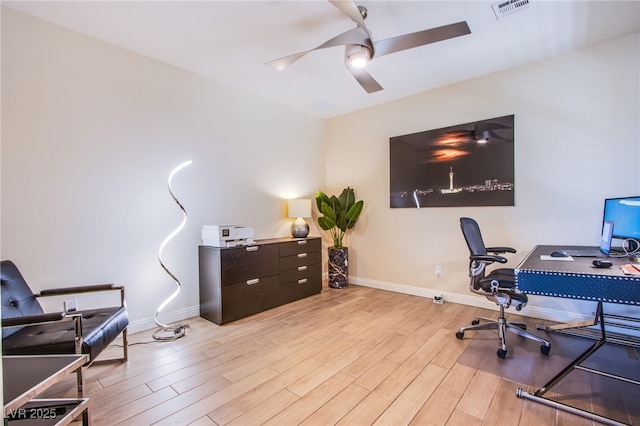 8298 W Agate Ave, Las Vegas, NV 89113 - office with a ceiling fan and light wood finished floors