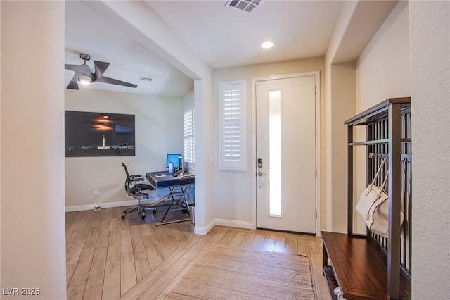 8298 W Agate Ave, Las Vegas, NV 89113 - foyer with wood finished floors and a ceiling fan