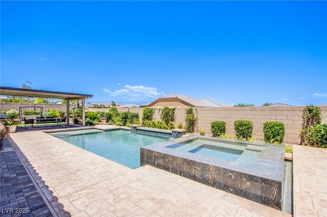 8298 W Agate Ave, Las Vegas, NV 89113 - view of swimming pool with an in-ground hot tub, a fenced backyard, and a patio area