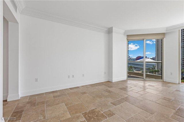 2777 Paradise Rd Unit 1002, Las Vegas, NV 89109 - unfurnished room with stone tile floors, ornamental molding, and baseboards