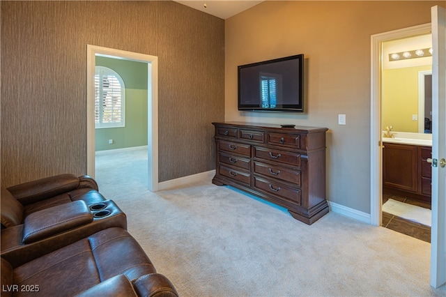 9077 Creed Mountain Pl, Las Vegas, NV 89178 - living area with light colored carpet and baseboards