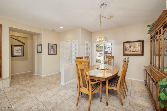 1620 Fieldbrook St, Henderson, NV 89052 - dining space featuring a chandelier, light tile patterned floors, and recessed lighting