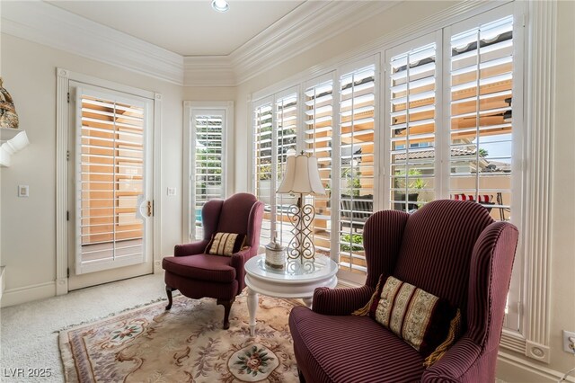 277 Dark Forest Ave, Las Vegas, NV 89123 - sitting room featuring carpet and ornamental molding