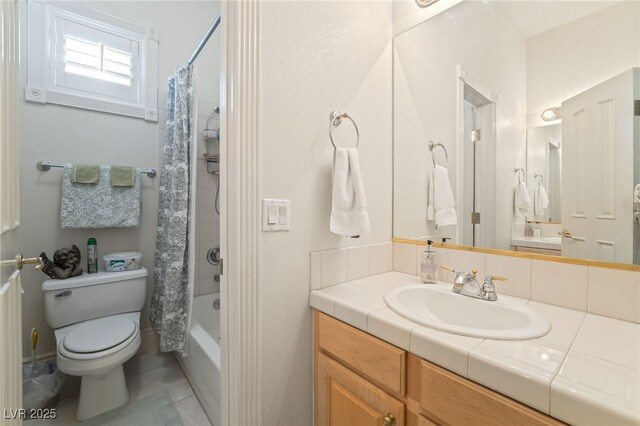 277 Dark Forest Ave, Las Vegas, NV 89123 - bathroom with toilet, vanity, shower / tub combo, and tile patterned floors