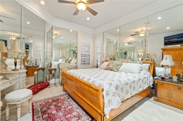 277 Dark Forest Ave, Las Vegas, NV 89123 - carpeted bedroom with crown molding and recessed lighting