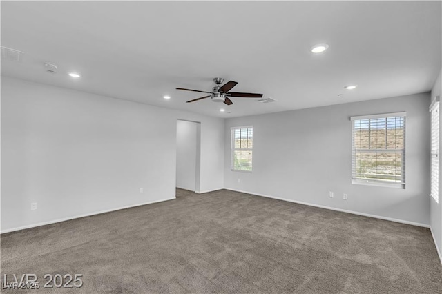 2832 Aragon Terrace Way, Henderson, NV 89044 - spare room featuring recessed lighting, plenty of natural light, dark carpet, and ceiling fan