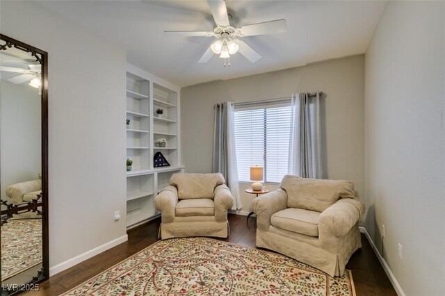 2111 Tiger Links Dr, Henderson, NV 89012 - living area with a ceiling fan, dark wood finished floors, and baseboards