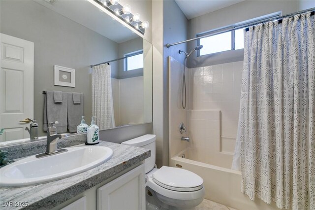 2111 Tiger Links Dr, Henderson, NV 89012 - bathroom with shower / bath combo, toilet, and vanity