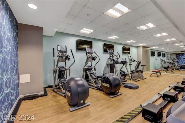 211 E Flamingo Rd Unit 615, Las Vegas, NV 89169 - workout area with wood finished floors and a drop ceiling