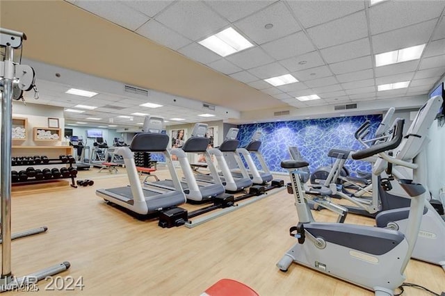211 E Flamingo Rd Unit 615, Las Vegas, NV 89169 - workout area with a paneled ceiling and wood finished floors
