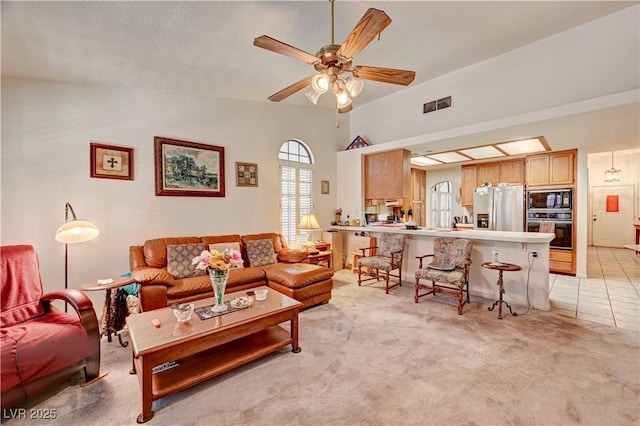 3987 Saddlewood Ct, Las Vegas, NV 89121 - living room featuring a ceiling fan and light tile patterned flooring