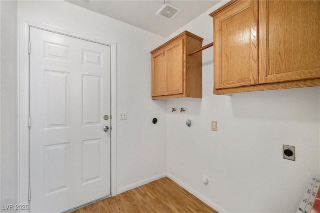 3580 S Shawnee Ave, Pahrump, NV 89048 - laundry area featuring hookup for an electric dryer, hookup for a gas dryer, cabinet space, light wood-type flooring, and baseboards