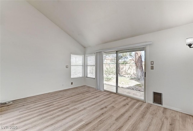 6944 Emerald Springs Ln, Las Vegas, NV 89113 - unfurnished room with light wood-style floors and high vaulted ceiling