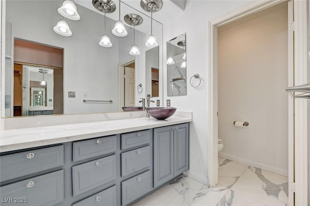 6944 Emerald Springs Ln, Las Vegas, NV 89113 - bathroom with marble finish flooring and double vanity