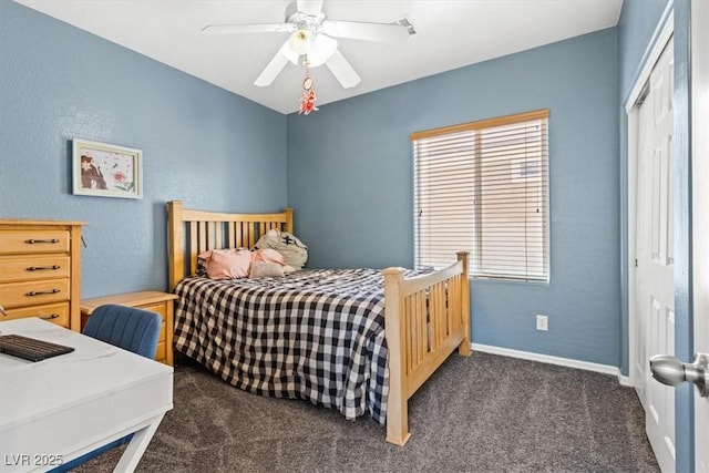 7252 Royal Melbourne Dr, Las Vegas, NV 89131 - bedroom with carpet flooring, multiple windows, a ceiling fan, and baseboards