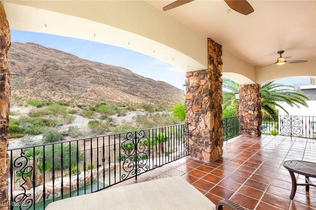 2793 Red Arrow Dr, Las Vegas, NV 89135 - balcony featuring ceiling fan and a mountain view