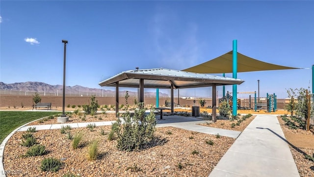1421 Gable Falls Pl Unit 92, North Las Vegas, NV 89084 - view of property's community with a gazebo and a mountain view