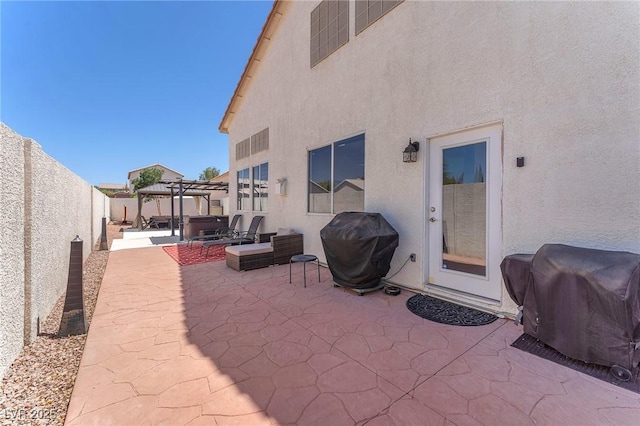 690 Great Dane Ct, Henderson, NV 89052 - fenced backyard featuring a patio area, area for grilling, and a pergola