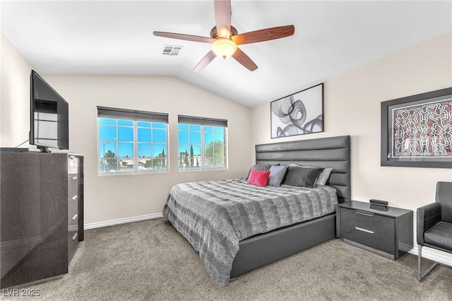 690 Great Dane Ct, Henderson, NV 89052 - carpeted bedroom with vaulted ceiling and ceiling fan