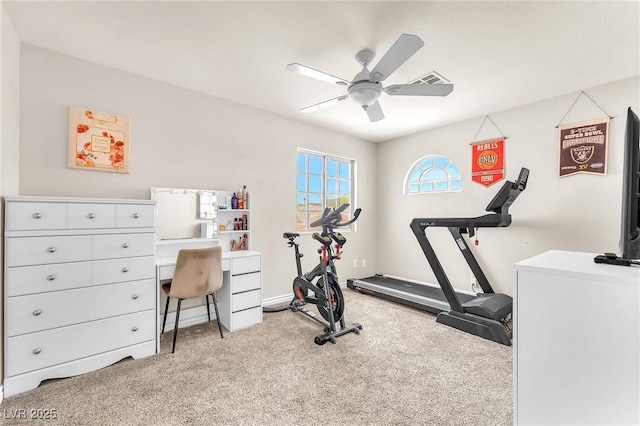 690 Great Dane Ct, Henderson, NV 89052 - exercise room featuring a ceiling fan and carpet floors