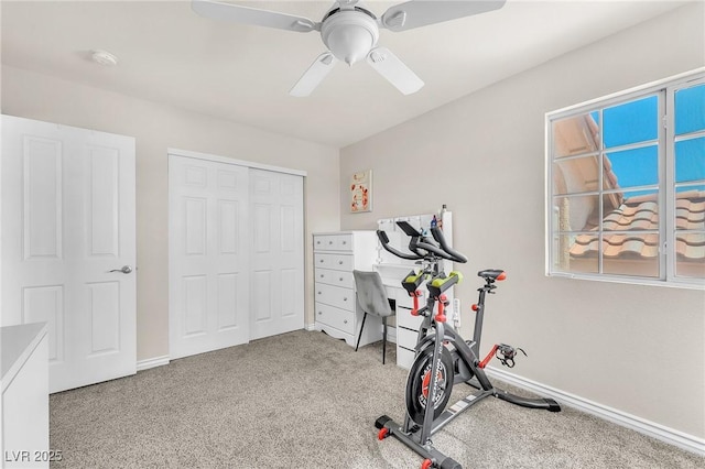 690 Great Dane Ct, Henderson, NV 89052 - workout area with ceiling fan and carpet