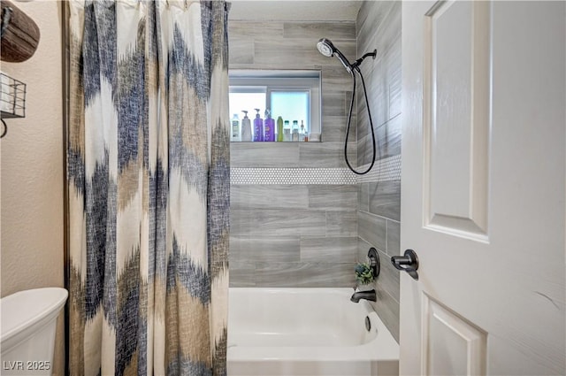 6821 Jeanette St, Las Vegas, NV 89131 - full bathroom featuring shower / bathtub combination with curtain and toilet