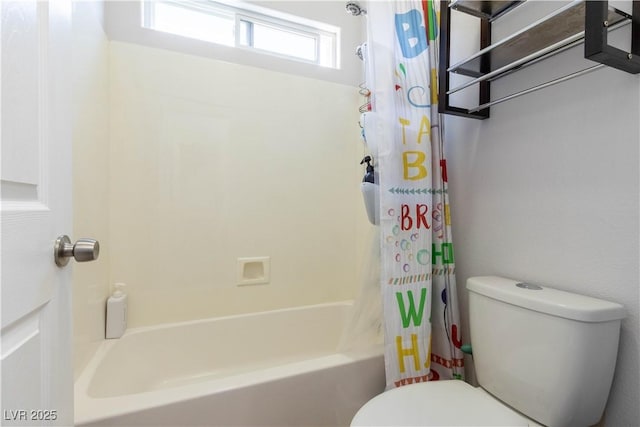 10526 Harvest Wind Dr, Las Vegas, NV 89135 - bathroom featuring shower / bathtub combination with curtain and toilet