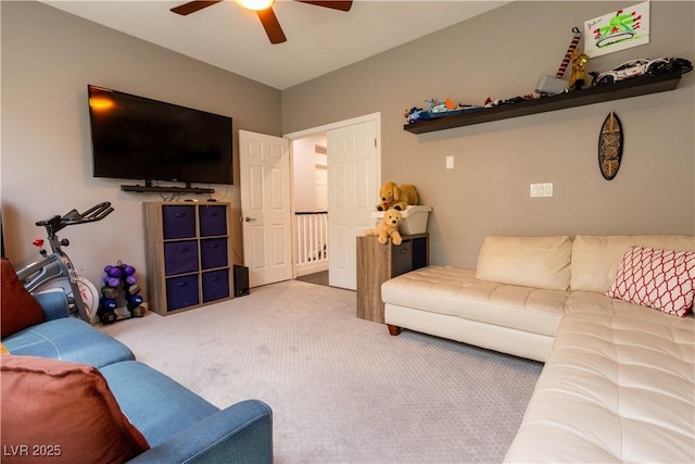 10526 Harvest Wind Dr, Las Vegas, NV 89135 - living area featuring ceiling fan and carpet