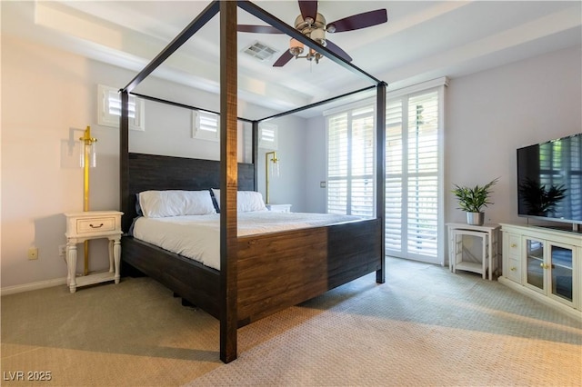 10526 Harvest Wind Dr, Las Vegas, NV 89135 - bedroom with carpet, access to outside, and ceiling fan
