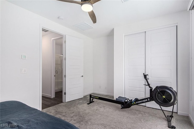 12332 Switchgrass Ave, Las Vegas, NV 89138 - unfurnished bedroom featuring carpet floors, baseboards, a closet, and ceiling fan