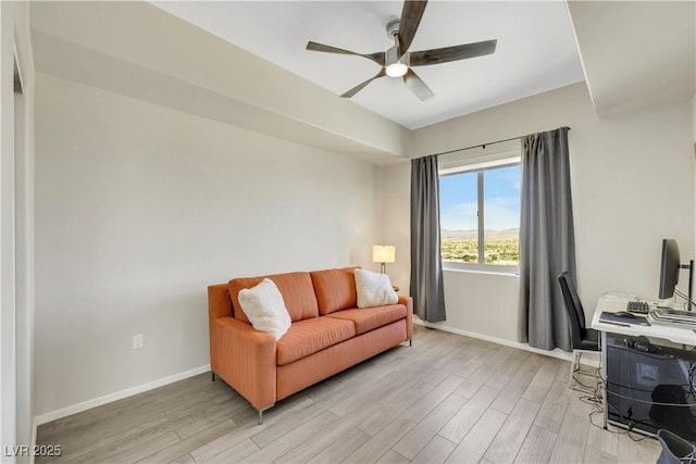 8255 Las Vegas Blvd Unit 1821, Las Vegas, NV 89123 - living room with ceiling fan, light wood-type flooring, baseboards, and a desk
