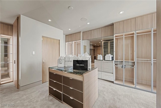 1 Hughes Center Dr Unit 1901, Las Vegas, NV 89169 - kitchen featuring light colored carpet, modern cabinets, and recessed lighting