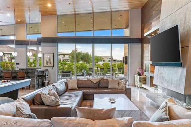8 Meadowhawk Ln, Las Vegas, NV 89135 - tiled living room featuring a high ceiling