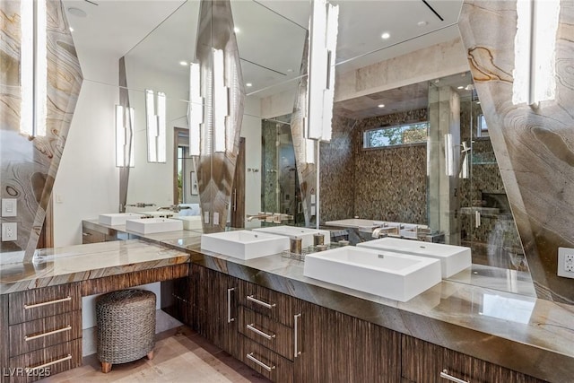 8 Meadowhawk Ln, Las Vegas, NV 89135 - full bath featuring a shower stall, double vanity, and a bathtub