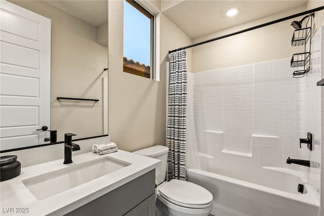 230 Cactus Sunrise St, Las Vegas, NV 89138 - full bathroom with toilet, vanity, and shower / bathtub combination with curtain