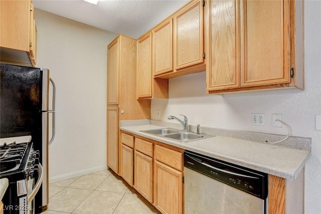 4730 E Craig Rd Unit 1005, Las Vegas, NV 89115 - kitchen with stainless steel appliances, light brown cabinetry, light countertops, and light tile patterned floors