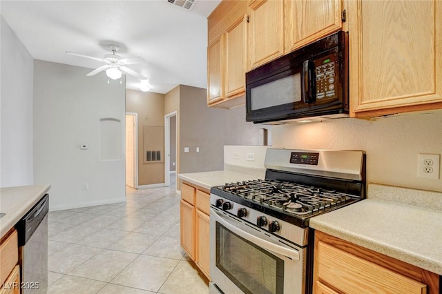 4730 E Craig Rd Unit 1005, Las Vegas, NV 89115 - kitchen with stainless steel appliances, light brown cabinetry, light countertops, and light tile patterned flooring