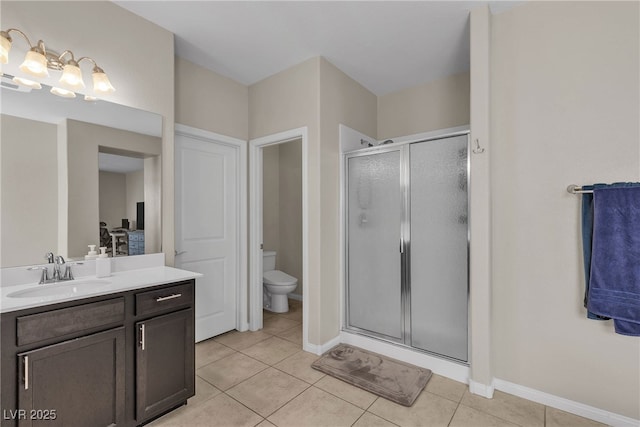 9950 Coyote Echo Ct, Las Vegas, NV 89166 - full bath featuring vanity, a shower stall, and tile patterned floors