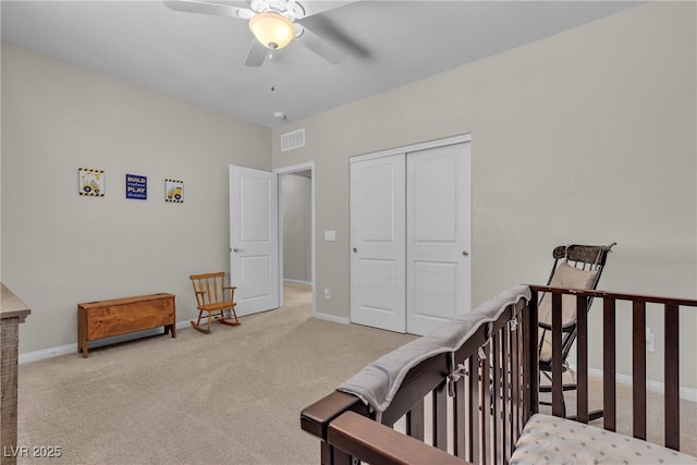 9950 Coyote Echo Ct, Las Vegas, NV 89166 - carpeted bedroom with a closet and ceiling fan