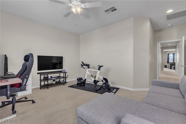 9950 Coyote Echo Ct, Las Vegas, NV 89166 - exercise room featuring carpet and ceiling fan