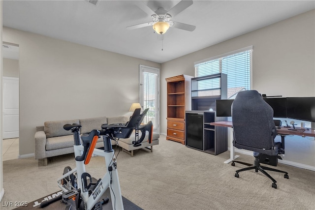 9950 Coyote Echo Ct, Las Vegas, NV 89166 - carpeted home office featuring ceiling fan and baseboards