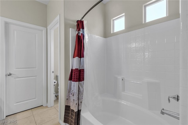 9950 Coyote Echo Ct, Las Vegas, NV 89166 - full bath with shower / bath combo with shower curtain and tile patterned flooring